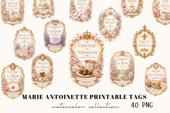 Download Marie Antoinette Printable Tags Watercol - Printable Collection