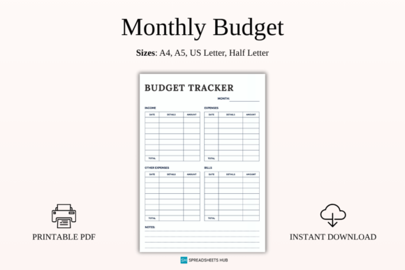 Download Printable Monthly Budget Tracker PDF - Printable Collection