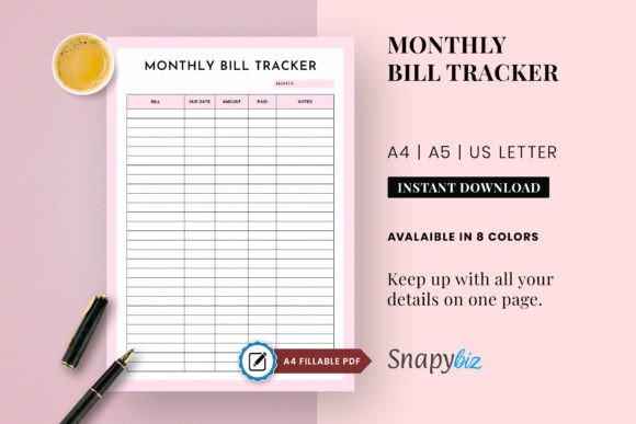 Download Fillable Monthly Bill Tracker Printable - Printable Collection