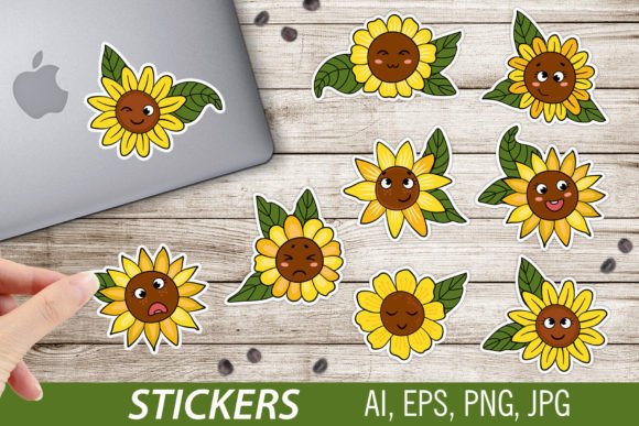 Download Sunflowers Kawaii / Printable Stickers - Printable Collection