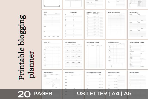 Download Printable Blogger Planner 20 Pages - Printable Collection