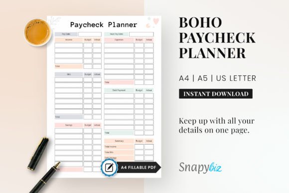 Download Paycheck Budget Printable Planner PDF - Printable Collection