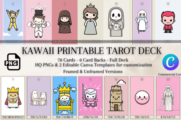 Download Kawaii Printable Tarot Deck | 78 Cards - Printable Collection