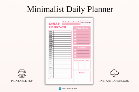 Download Minimalist Daily Planner Printable PDF - Printable Collection