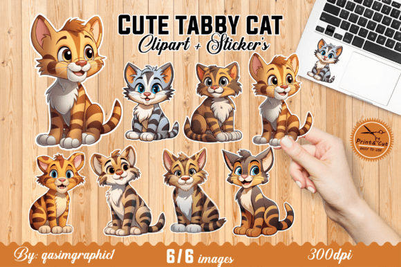 Download Cute Tabby Cat Kawaii Printable Stickers - Printable Collection