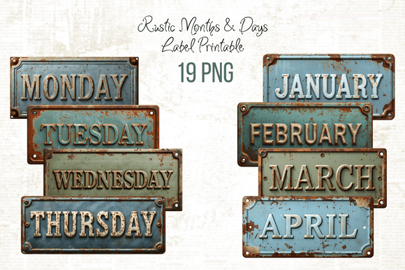 Download Rustic Months &amp; Days Label Printable - Printable Collection