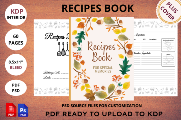 Download Recipes Book Interior + Cover - Premium Bundle