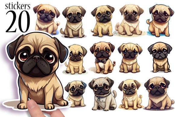 Download Cute Pug Printable Sticker Sheets PNG - Printable Collection