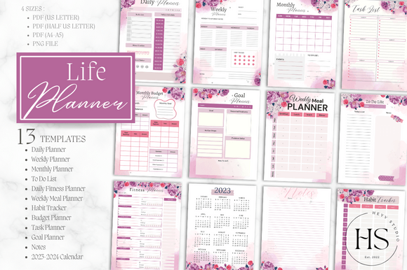 Download Pink Floral Printable Life Planner | PDF - Printable Collection
