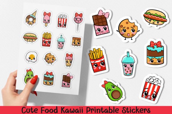 Download Cute Food Kawaii Printable Stickers. PNG - Printable Collection