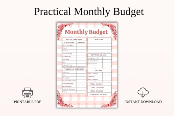 Download Practical Monthly Budget PDF Printable - Printable Collection
