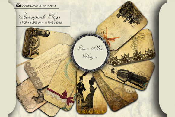 Download STEAMPUNK TAG, Printable Tags - Printable Collection