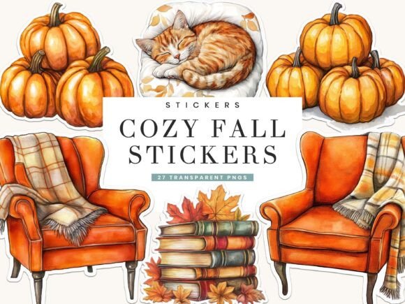 Download Cozy Fall Fussy Cut Stickers Pack - Fall fussy cut Collection